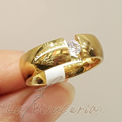 Anillo acero modelo 12200003 oro agata