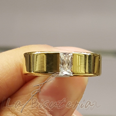 Anillo acero modelo 12200005 oro agata