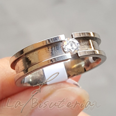 Anillo acero modelo 12200009 plata agata