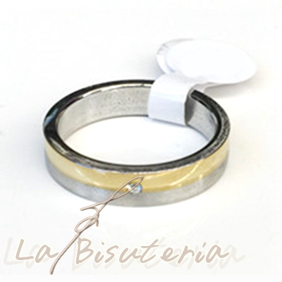 Anillo acero modelo 12200013 bicolor oro