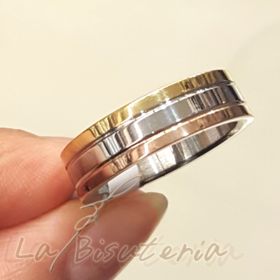 Anillo acero modelo 12250001 tricolor