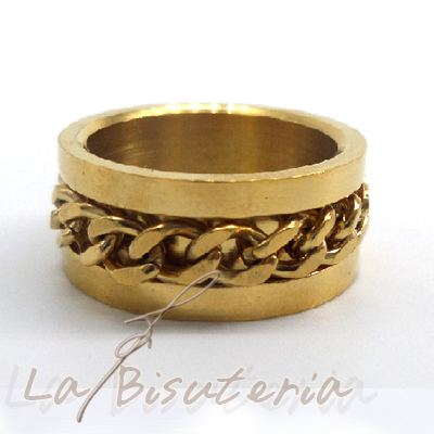 Anillo acero modelo 152510 oro antiestress