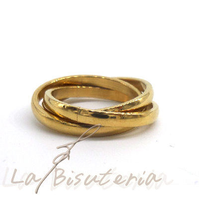 Anillo acero modelo 152517 oro triple