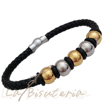 Pulsera de cuero y abalorios modelo 243505