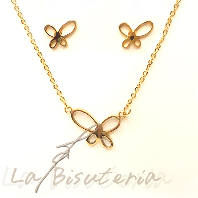 Collar y pendientes 254002 Oro. Mariposas