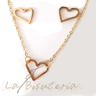 Collar y pendientes 254003 oro. Corazn