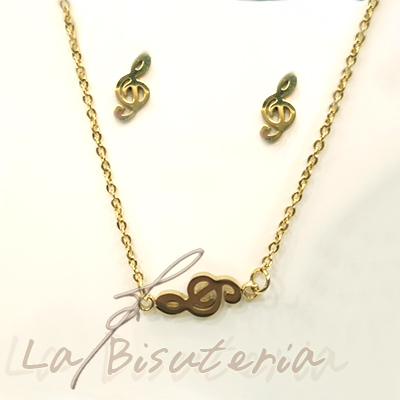 Collar y pendientes 254004 oro. Clave de Sol