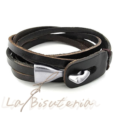 Pulsera cuero. Romano gancho. Unisex