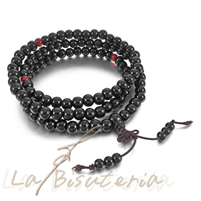 MALA. Pulsera cuentas. Sndalo - negro.