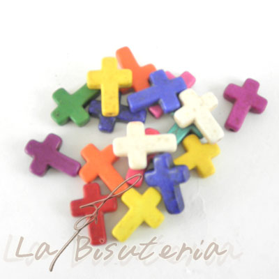 Lote 100 cruces en Howlita de colores 0.75 u