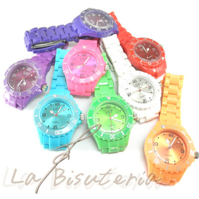 Tu Reloj de tipo jellys de colores y cierre clip acero 10u.