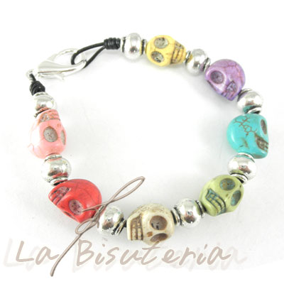 Pulsera Abalorios con calavera de colores - balines