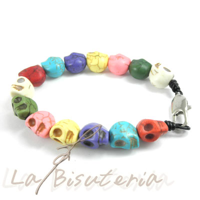 Pulsera Abalorios con calavera de colores de moda