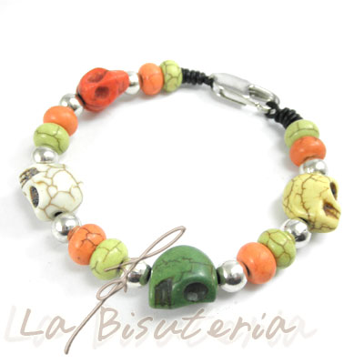 Pulsera de calaveras de colores - abalorios - mod 34