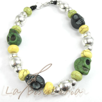 Pulsera calaveras de colores - abalorios - mod 37