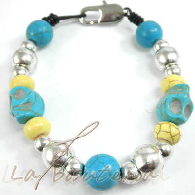 Pulsera calaveras de colores - abalorios - mod 38