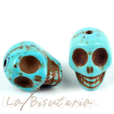 DOS Abalorios calavera de colores. Color azul