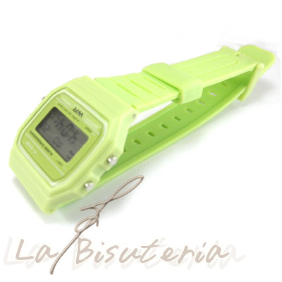 Reloj F-91W. Color Pistacho