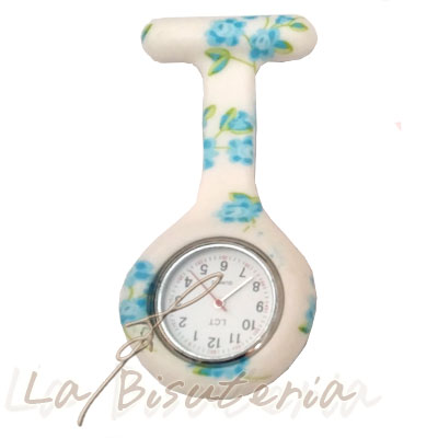 Reloj de enfermera novedad. Flores azules