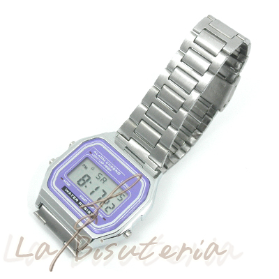 Reloj F-91W. Plateado - Metalico morado