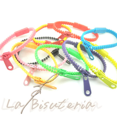 Lote 10 Pulseras cremalleras, colores variados