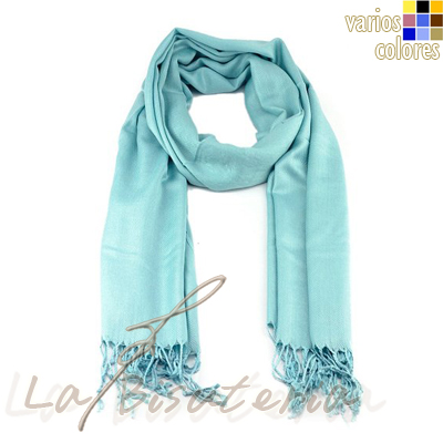 foular pashmina premium color azul agua