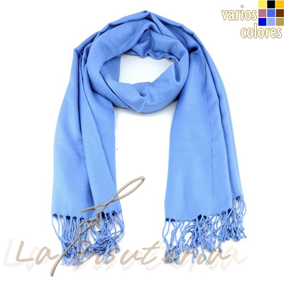 foular pashmina premium color azul claro