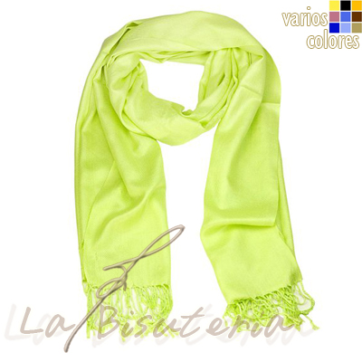 foular pashmina premium color verde fosforito