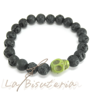 Pulsera de calaveras de colores - lava volcnica- mod 61