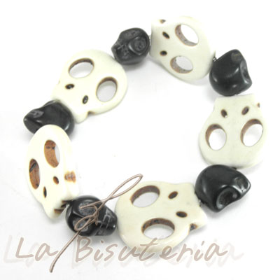 Pulsera calaveras combinado plana-redonda- mod 62