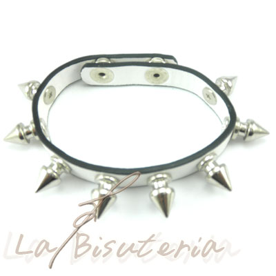 Pulsera de pinchos - pulsera de remaches. Color blanco - mod 3