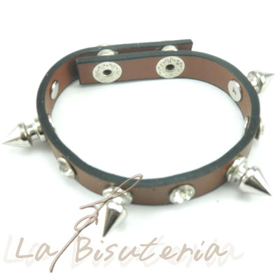 Pulsera de pinchos - pulsera de remaches. Color marron - mod 2