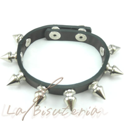 Pulsera de pinchos - pulsera de remaches. Color negro - mod 3