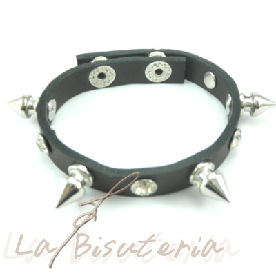 Pulsera de pinchos - pulsera de remaches. Color negro - mod 2