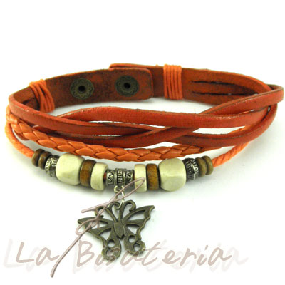 Pulsera tres piezas cuero piel mod. 8