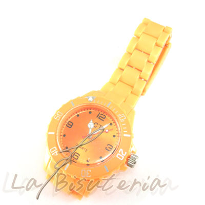 Reloj tipo jellys colores color naranja. Cierre Acero.