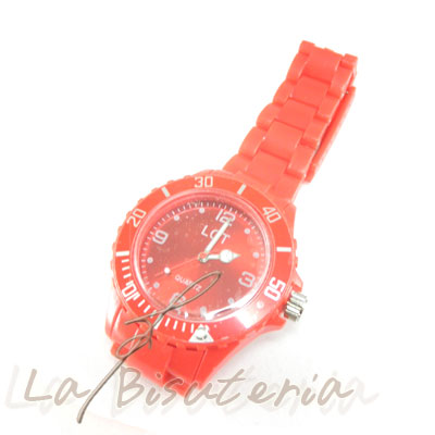 Reloj tipo jellys colores color rojo. Cierre Acero.