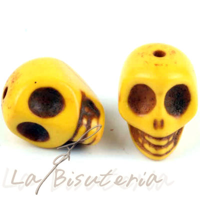 DOS Abalorios calavera de colores. Color amarillo