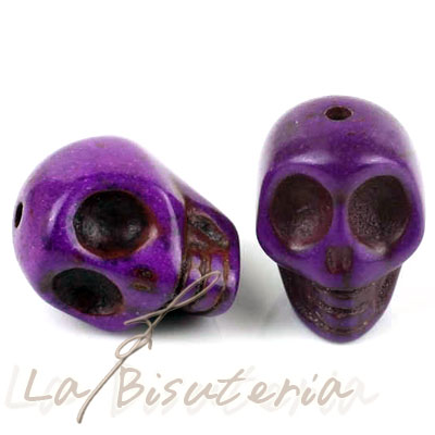 DOS Abalorios calavera de colores. Color morado