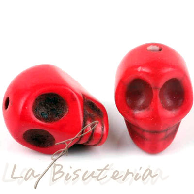 DOS Abalorios calavera de colores. Color rojo