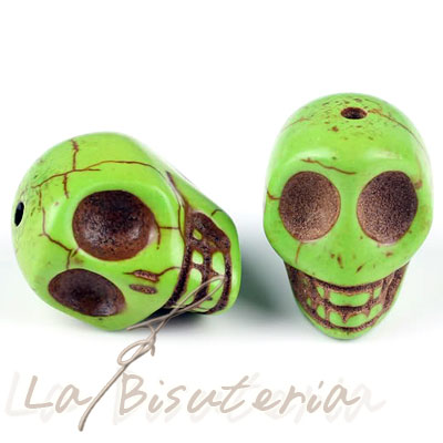 DOS Abalorios calavera de colores. Color verde